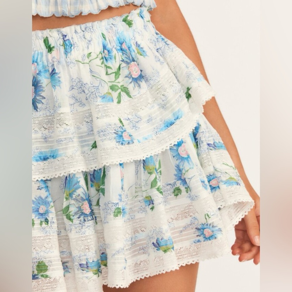 LoveShackFancy Ruffle Mini Skirt Blueberry Cloud NWT